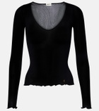 Saint Laurent Ribbed-knit silk top