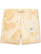 Nike - Straight-Leg Logo-Embroidered Tie-Dyed Cotton-Blend Jersey Drawstring Shorts - Yellow