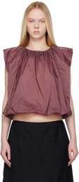 AMOMENTO Purple Nylon Volume Shirring Top
