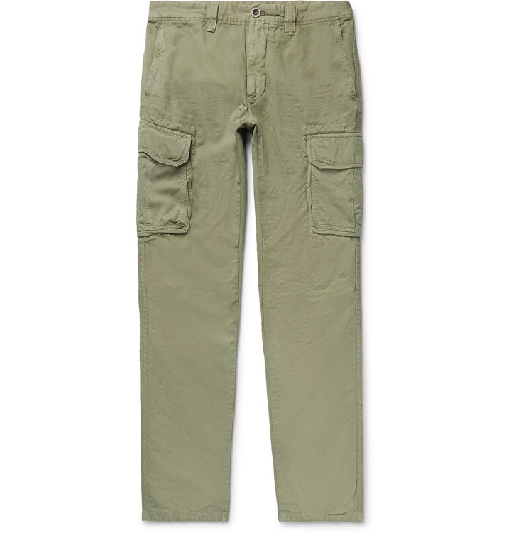 Photo: Incotex - Slim-Fit Cotton and Linen-Blend Cargo Trousers - Green