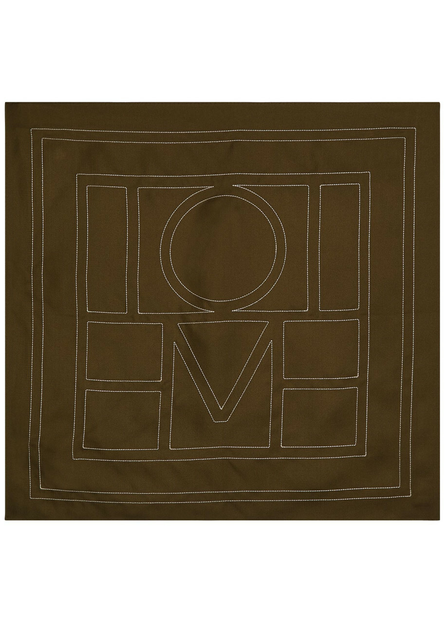 Toteme Logo-monogrammed Silk Scarf - Moca - One Size