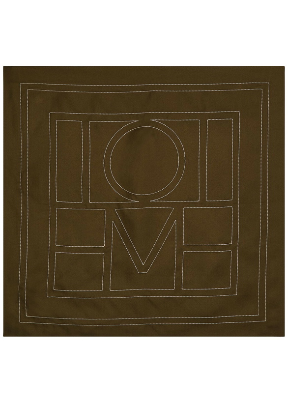 Photo: Toteme Logo-monogrammed Silk Scarf - Moca - One Size