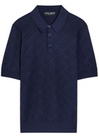 Dolce & Gabbana Logo-jacquard Silk Polo Shirt Blue