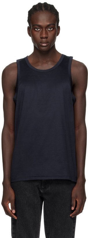 Photo: ZEGNA Navy Scoop Tank Top