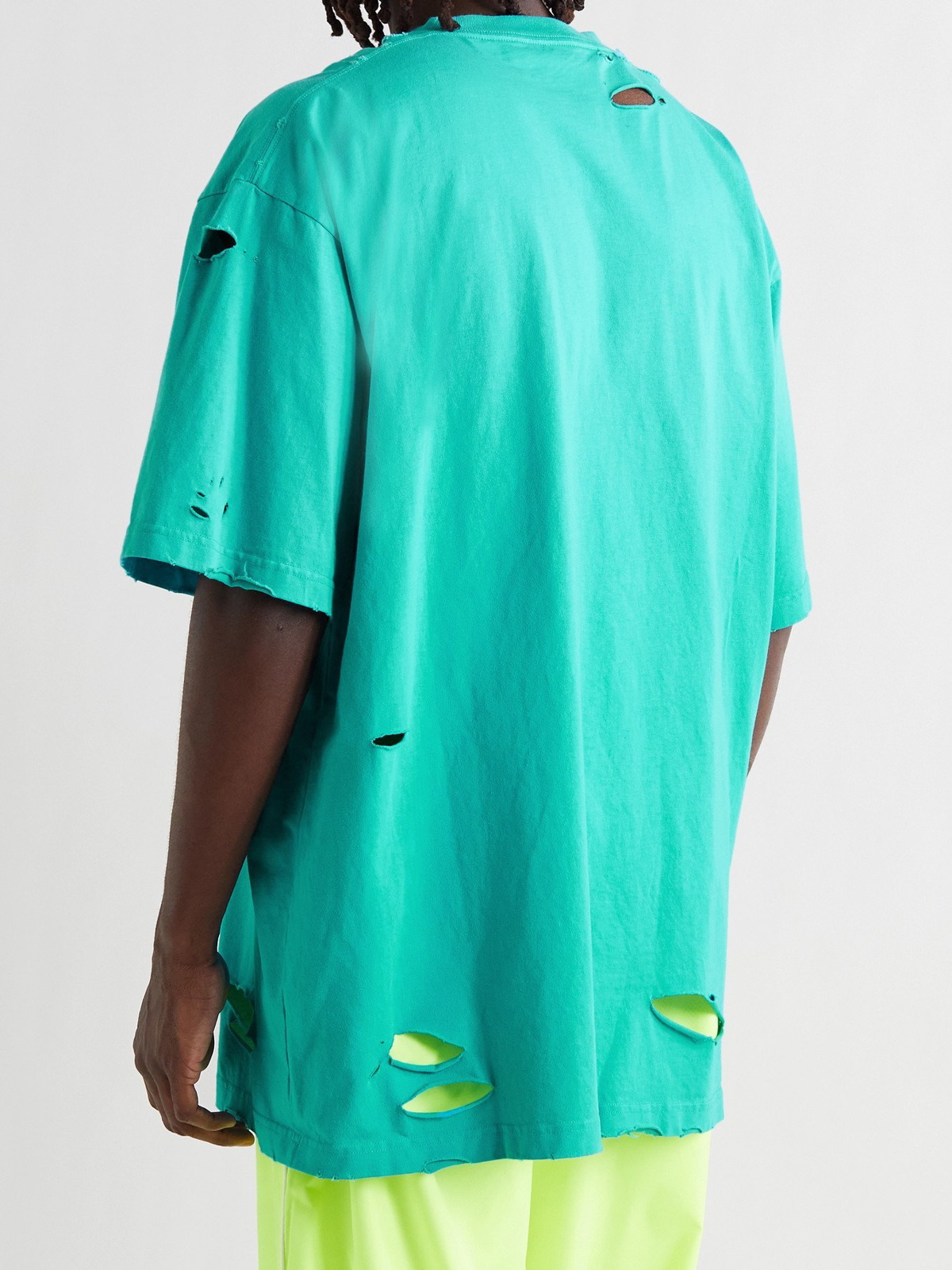 BALENCIAGA Oversized Logo-Appliquéd Distressed Cotton-Jersey T-Shirt for  Men