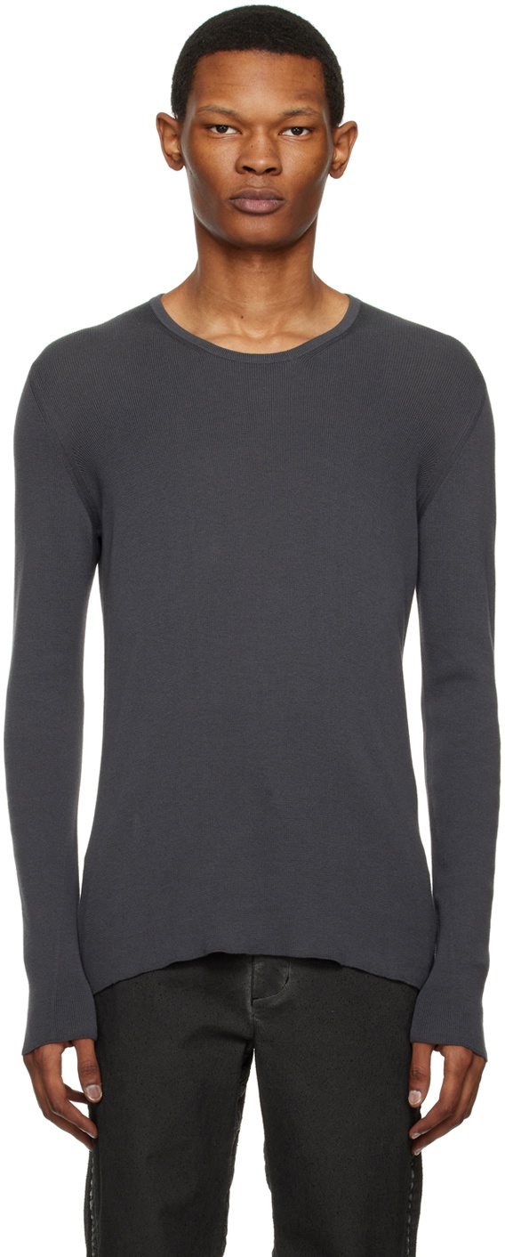 Label Under Construction Gray Ribbed Sweater