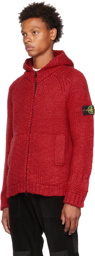 Stone Island Red Detachable Patch Hoodie
