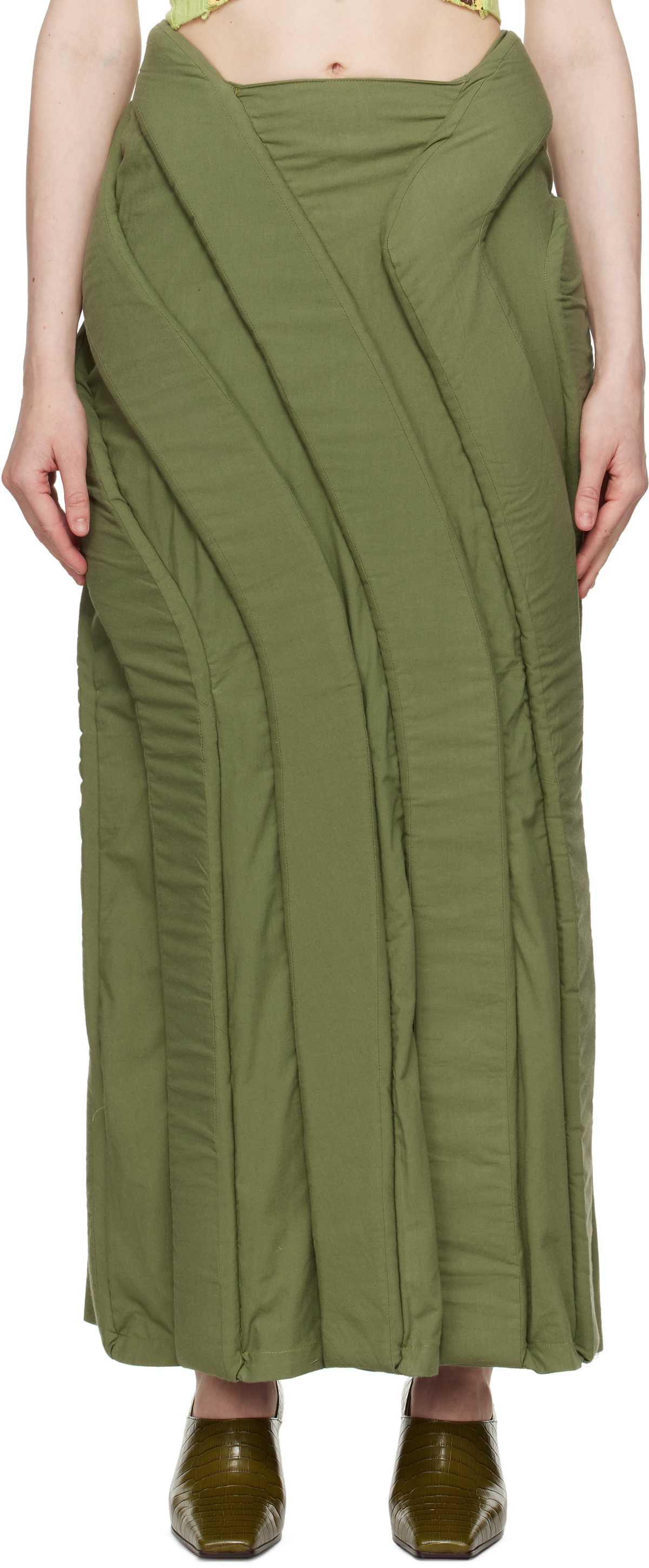 Stanley Raffington Green 3D Parametric Maxi Skirt