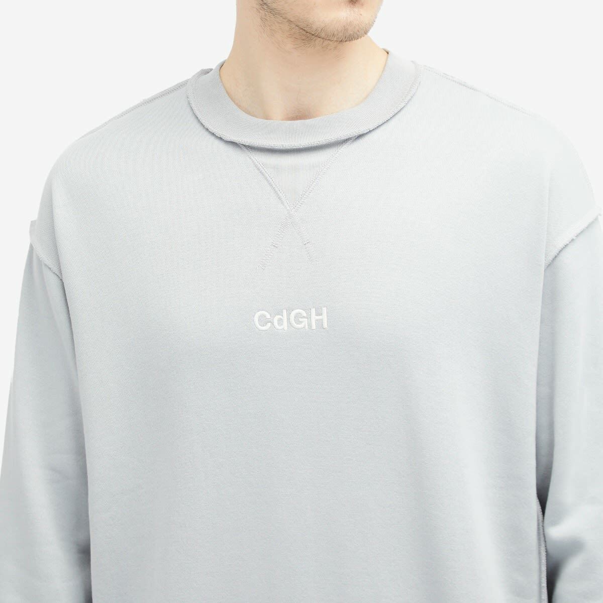Comme des Garçons Homme Men's CdGH Embroidered Sweatshirt in Blue/Grey