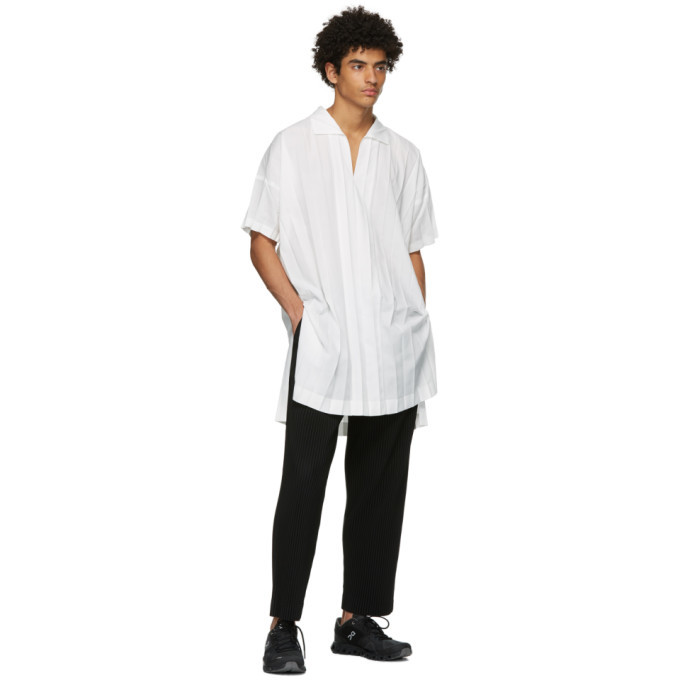 Homme Plisse Issey Miyake White Edge Short Sleeve Shirt Homme