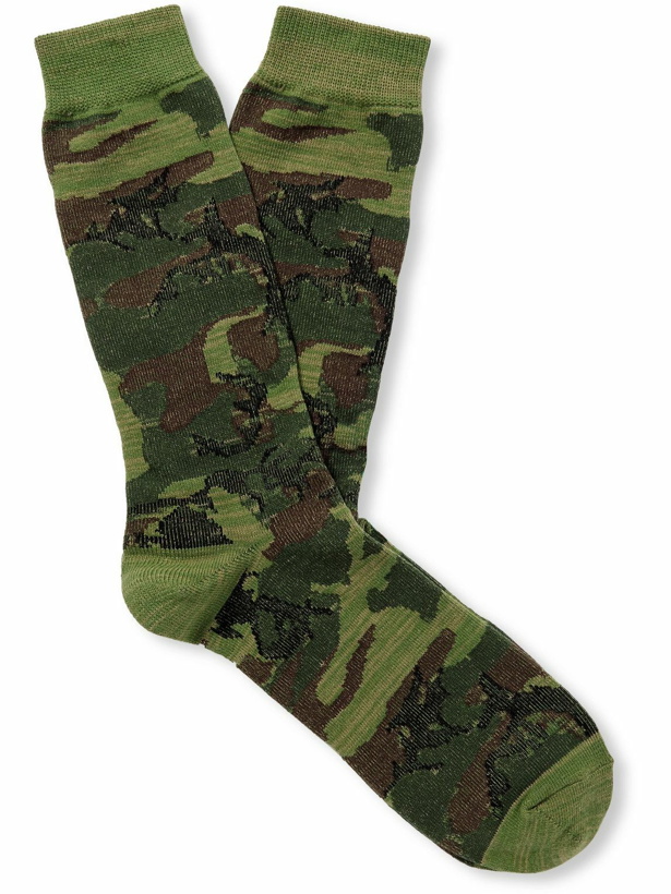 Photo: Anonymous Ism - Camouflage-Print Cotton-Blend Socks