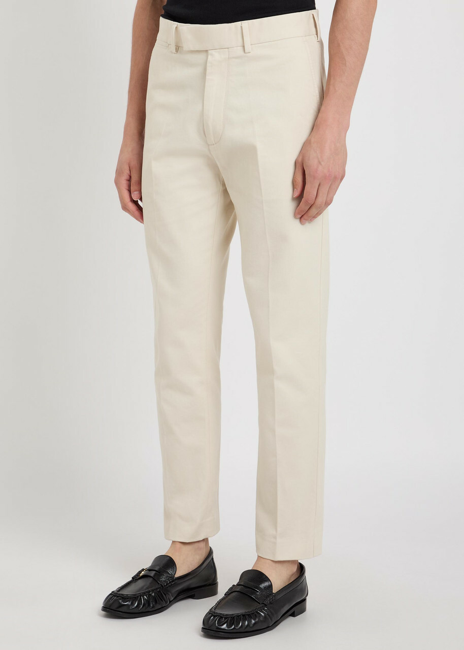 Tom Ford Tapered-leg Cotton Trousers Ivory