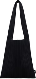 PLEATS PLEASE ISSEY MIYAKE Black Crepe Knit Tote