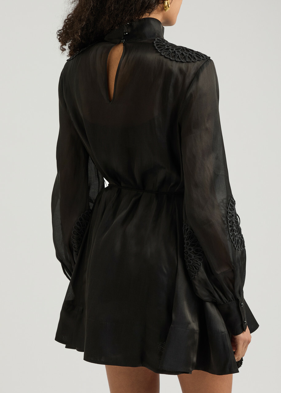 Clea Finlay Silk-blend Satin Mini Dress Black