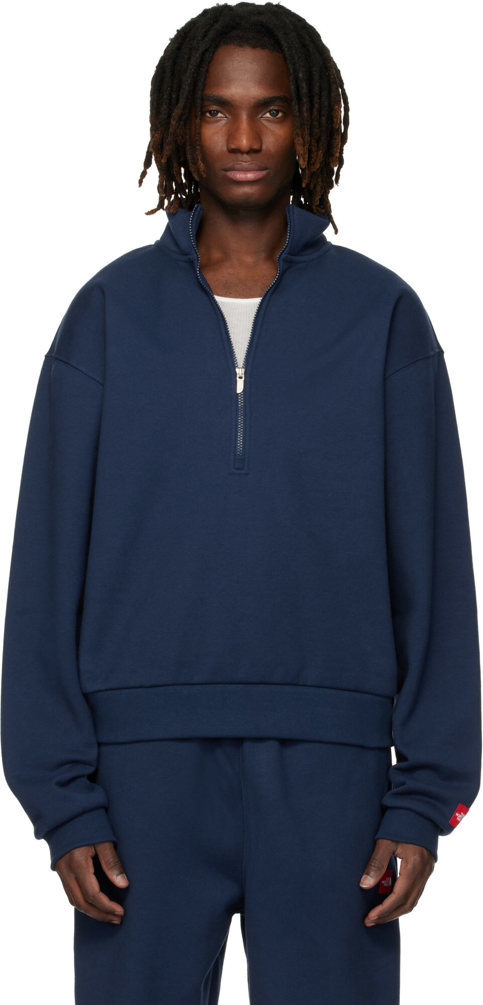 The North Face Navy TNF Red Box Half Zip Sweatshirt