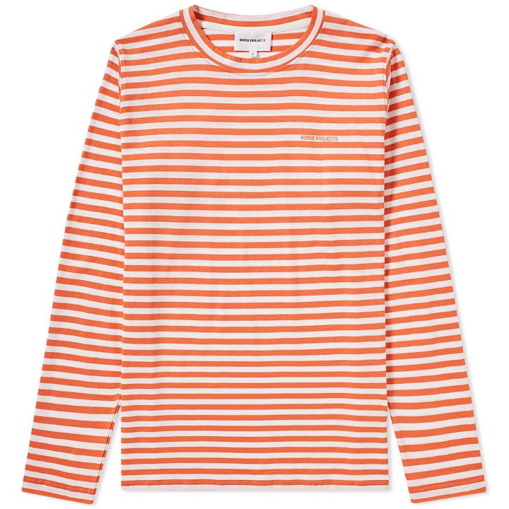 Photo: Norse Projects Long Sleeve James Logo Stripe Tee Red