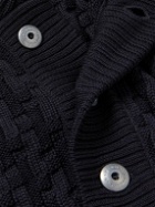 S.N.S Herning - Stark Shawl-Collar Cable-Knit Virgin Wool Cardigan - Blue