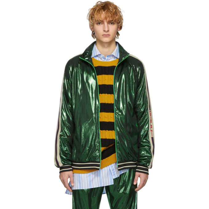 Photo: Gucci Green Oversized Laminated Track Jacket