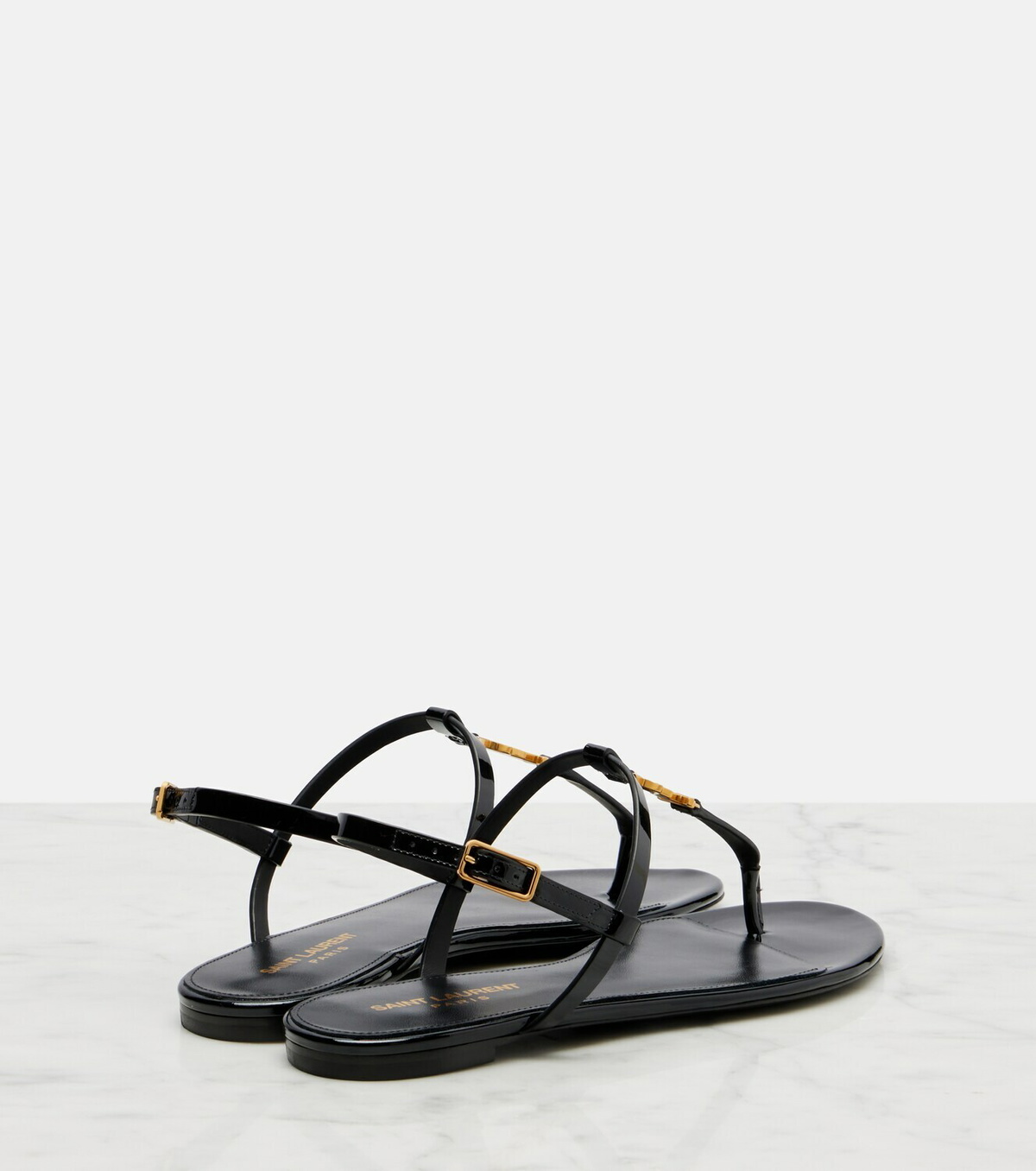 Saint Laurent Cassandre patent leather thong sandals