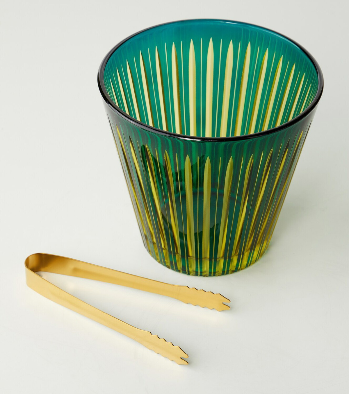 L'Objet Prism ice bucket and tongs set