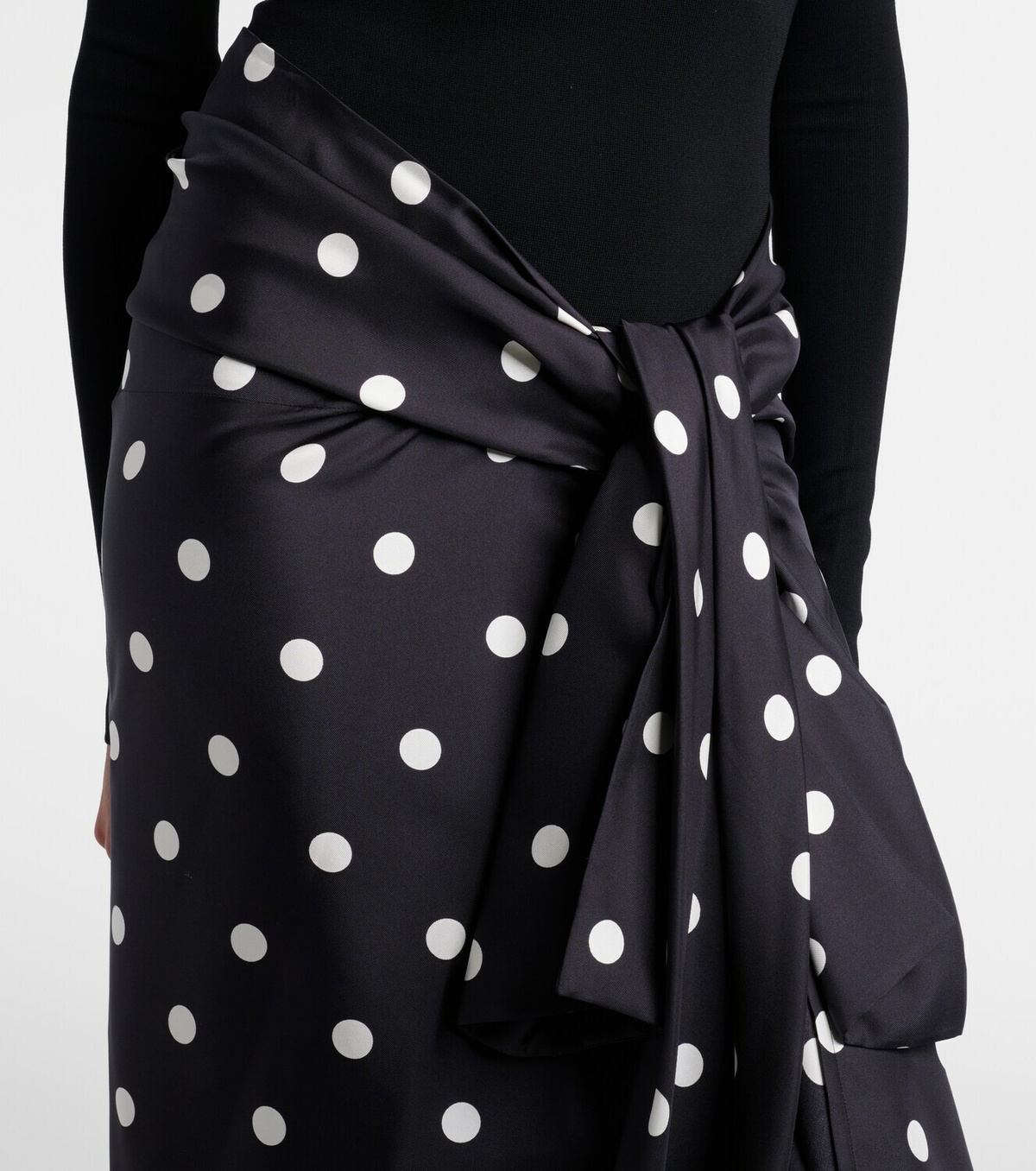Sportmax Polka-dot silk satin wrap skirt