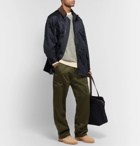 Monitaly - Leather and Corduroy-Trimmed Cotton Vancloth Cotton-Sateen Field Jacket - Blue