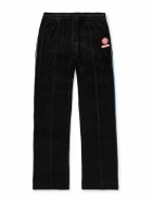 Casablanca - Straight-Leg Logo-Appliquéd Cotton-Blend Velour Sweatpants - Black