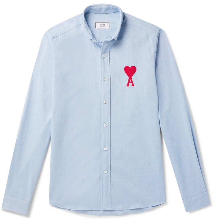 Photo: AMI - Logo-Appliquéd Cotton Shirt - Blue