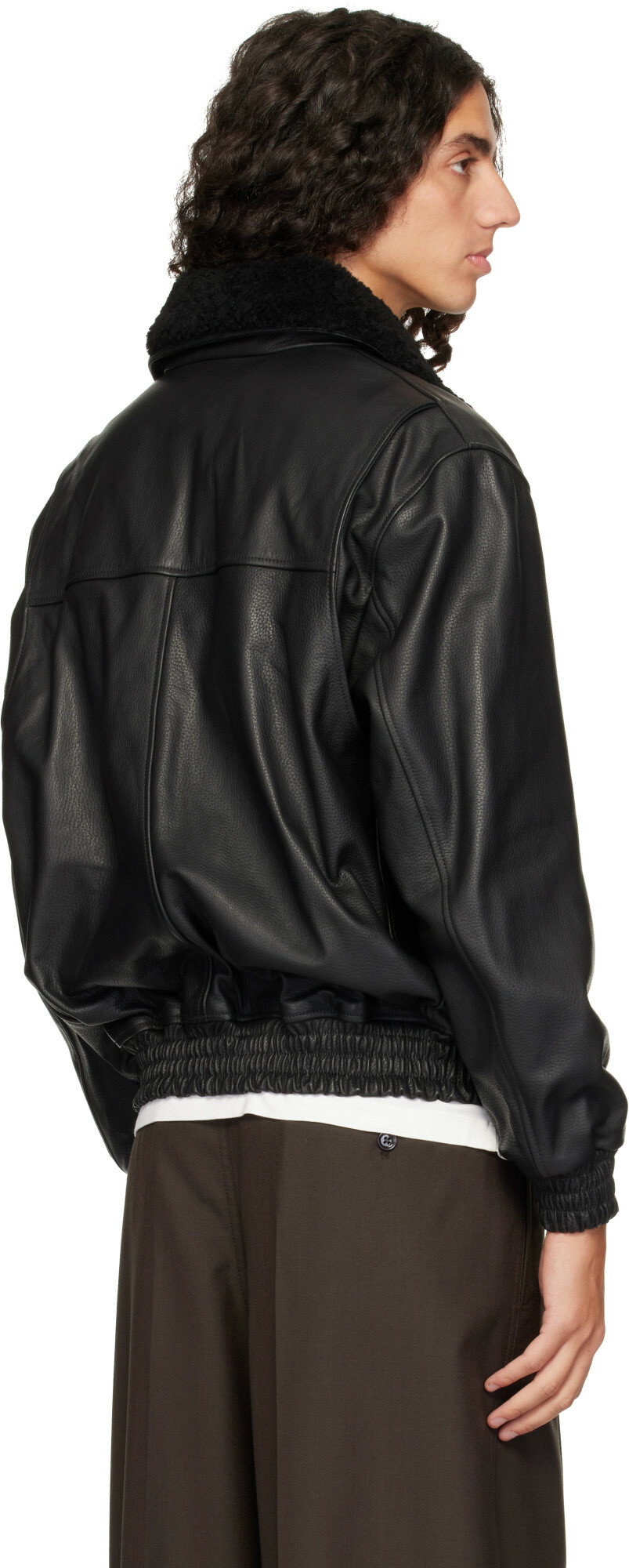 Arma Black Bari Leather Bomber Jacket