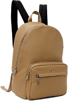 BOSS Beige Faux-Leather Logo & Signature Stripe Backpack