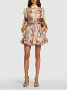 ZIMMERMANN - Sensory Printed Linen & Silk Mini Skirt