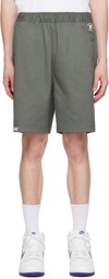 AAPE by A Bathing Ape Khaki Embroidered Shorts