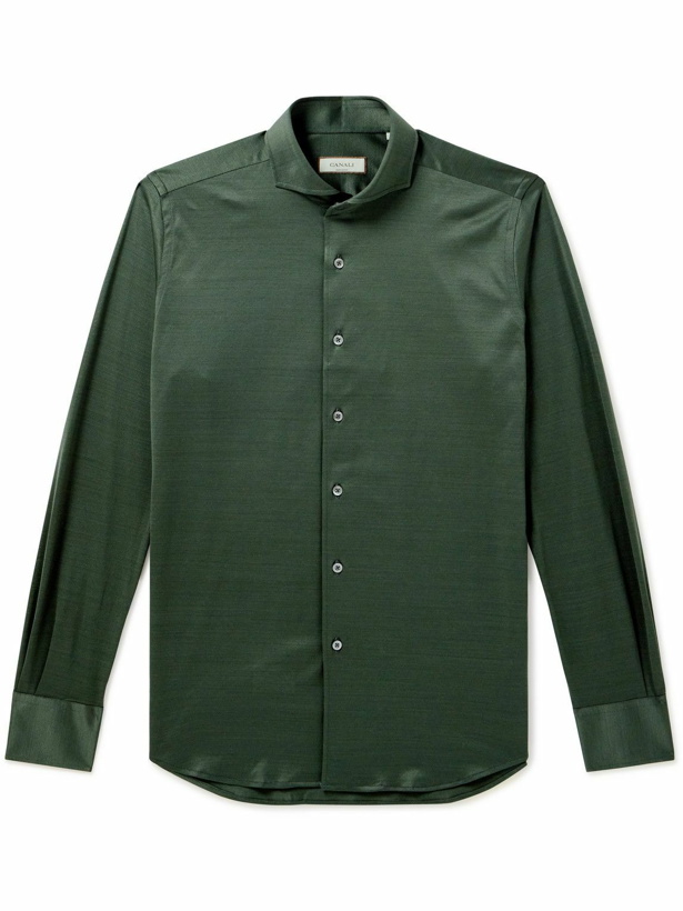 Photo: Canali - Cutaway-Collar Cotton-Jersey Shirt - Green