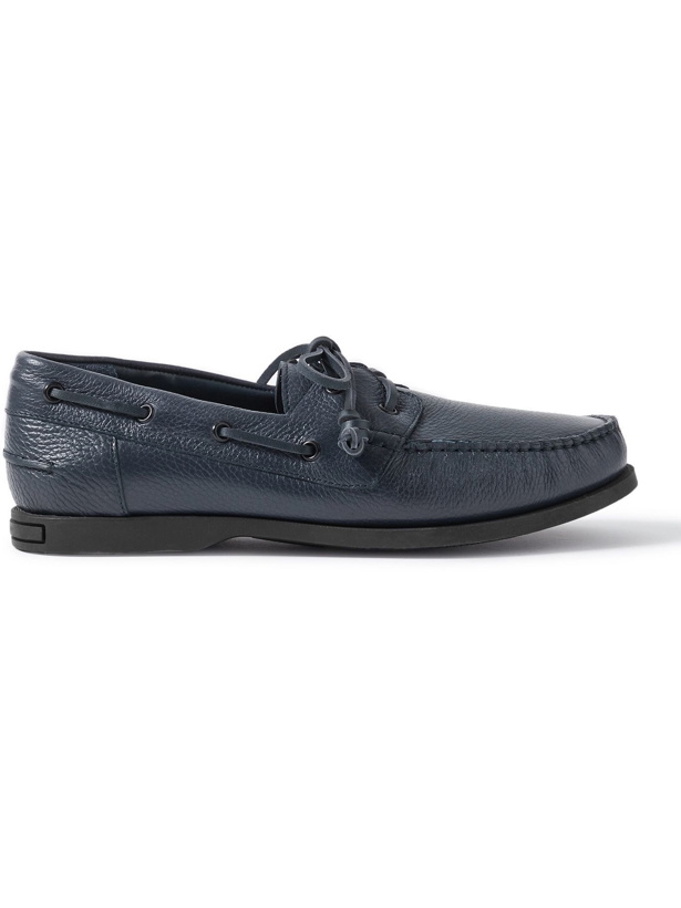 Photo: Manolo Blahnik - Sidmouth Full-Grain Leather Boat Shoes - Blue