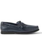 Manolo Blahnik - Sidmouth Full-Grain Leather Boat Shoes - Blue