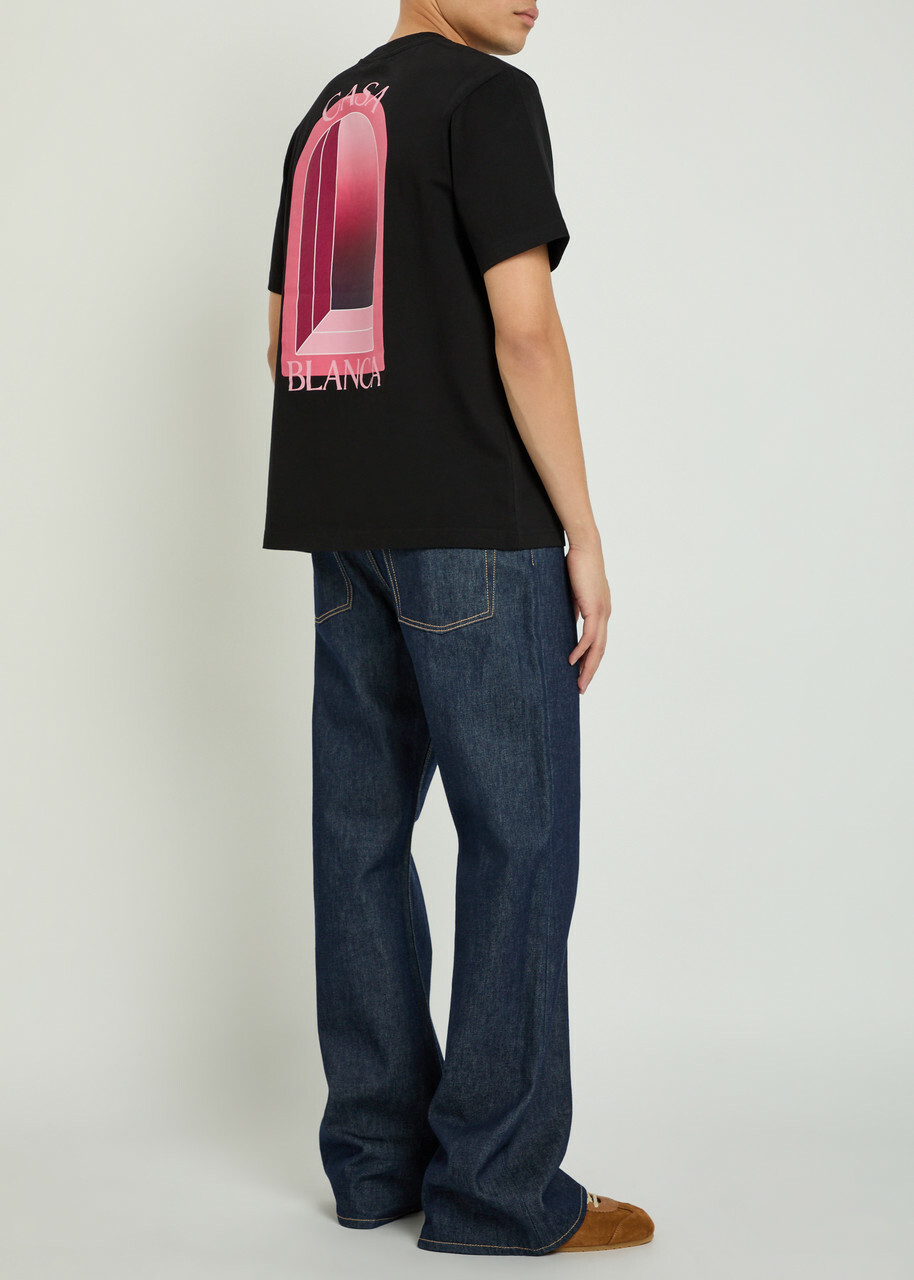 Casablanca Arches Printed Cotton T-shirt Black