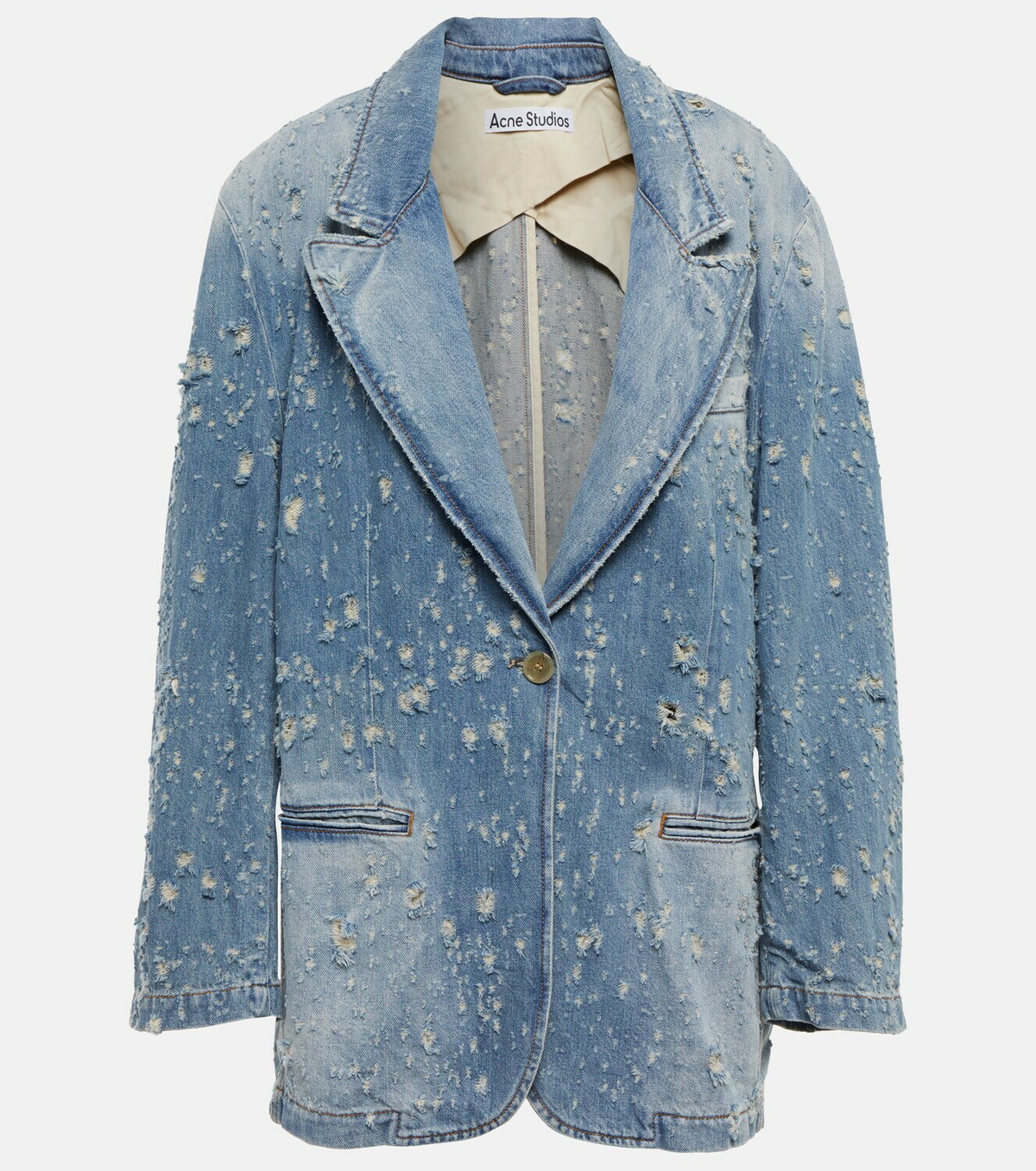 Oversized Distressed Denim Blazer