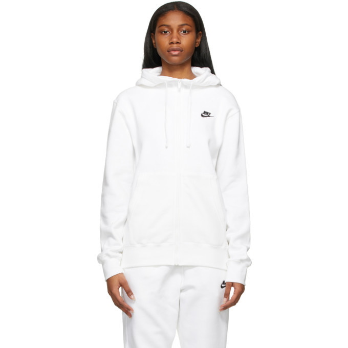 Photo: Nike White Sportswear Club Zip-Up Hoodie