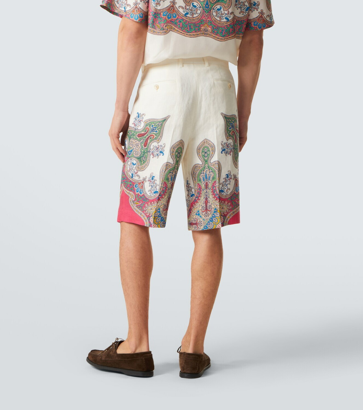 Etro Paisley linen Bermuda shorts