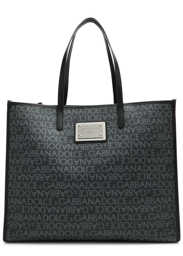 Photo: Dolce & Gabbana Logo-jacquard Coated Canvas Tote - Black - One Size