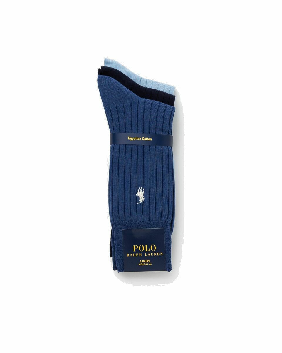 Photo: Polo Ralph Lauren Egyptian Crew Sock 3 Pack Blue - Mens - Socks