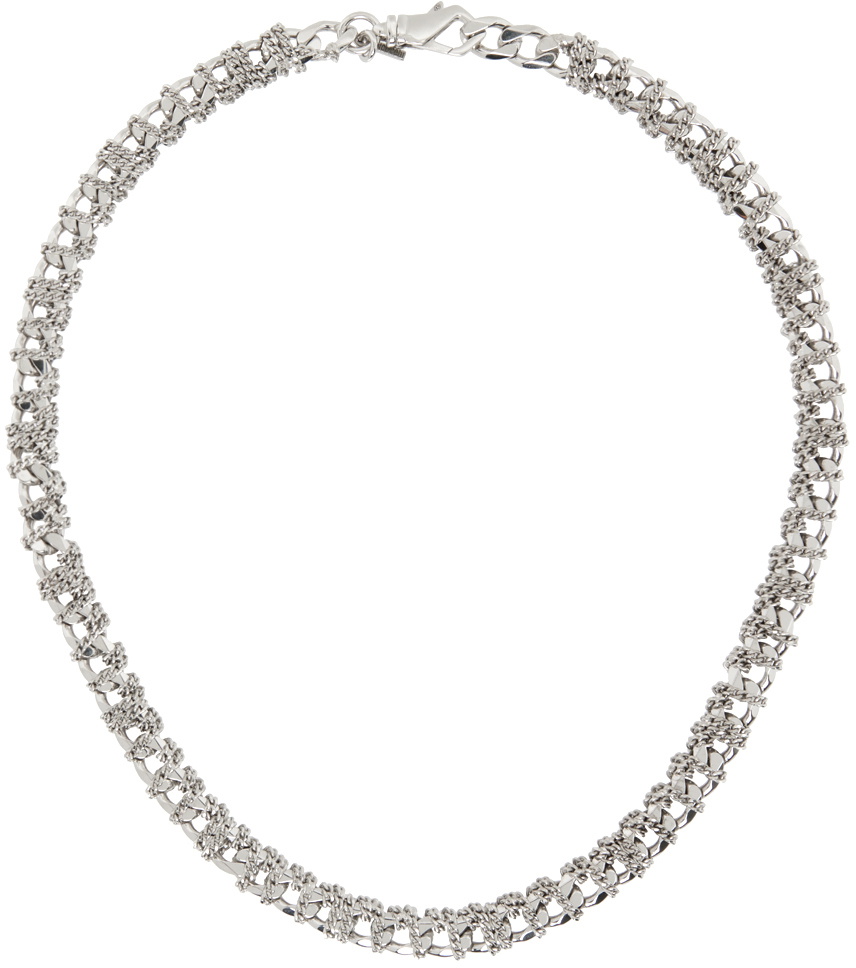 Emanuele Bicocchi Silver Entwined Chain Necklace Emanuele