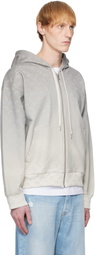 Marine Serre Gray Moon Faded Fleece Zipped Hoodie