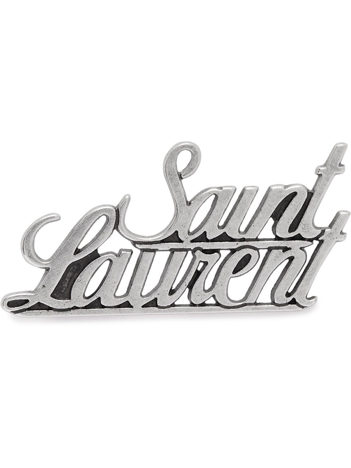 Photo: SAINT LAURENT - Logo-Embellished Silver-Tone Pin