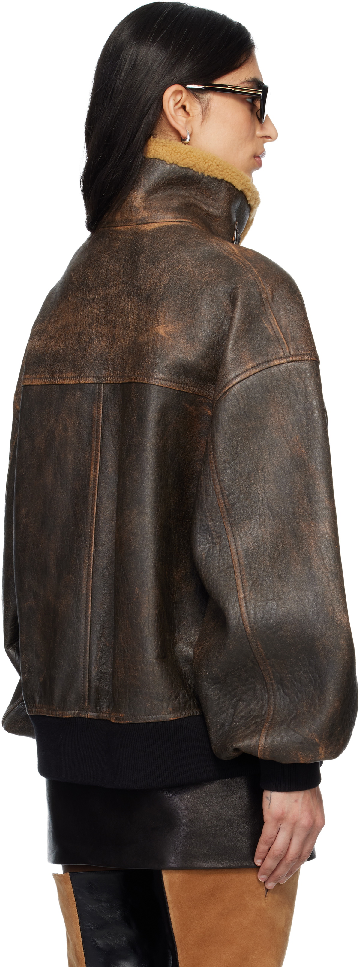 KHAITE Brown Sandor Leather Jacket