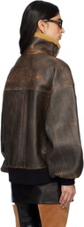 KHAITE Brown Sandor Leather Jacket