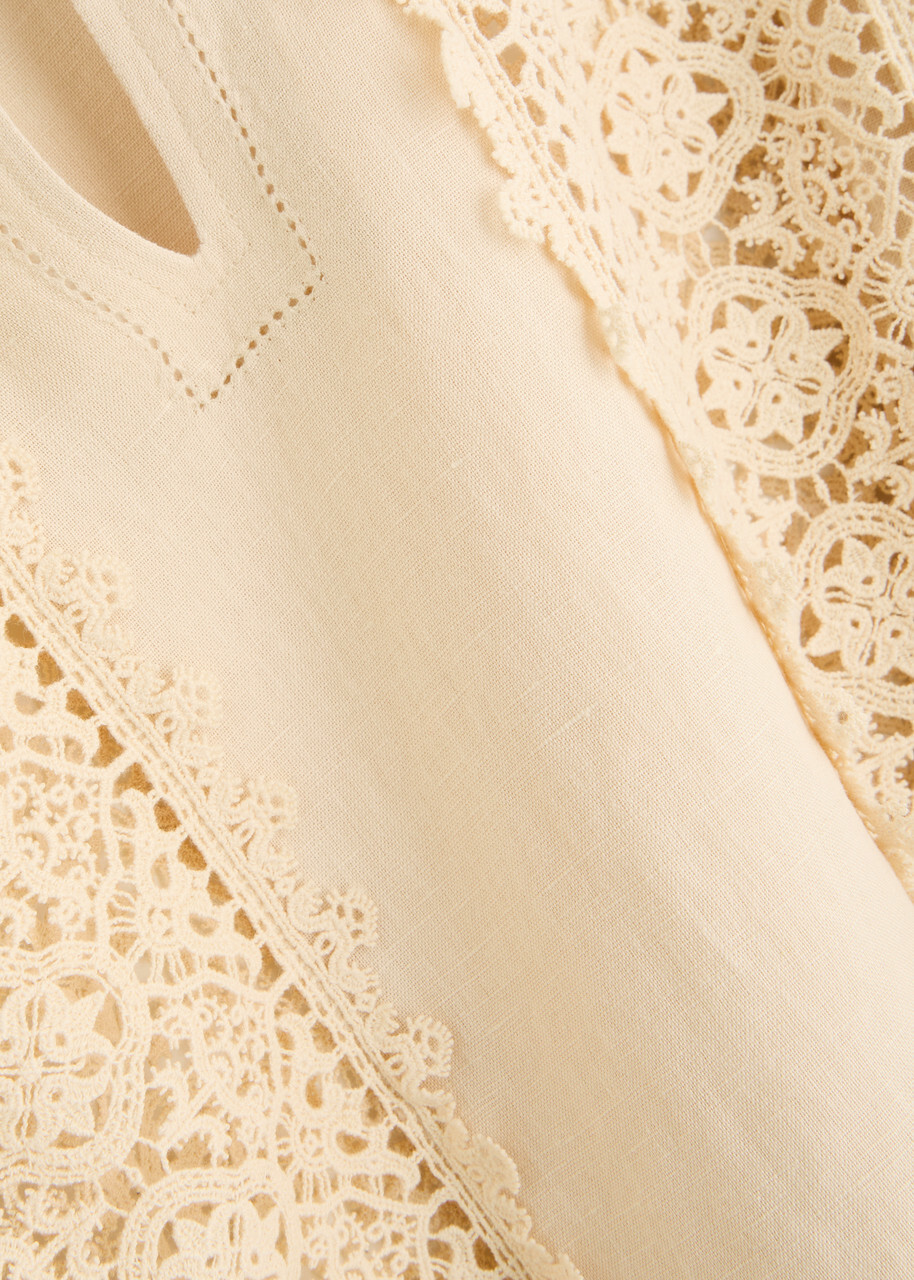 BY Malene Birger Donna Guipure Lace Linen-blend top Cream