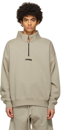 Essentials Grey Mock Neck Half-Zip Sweatshirt