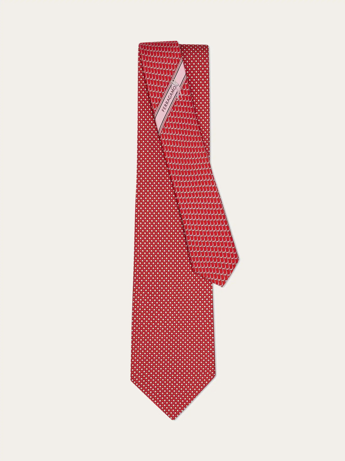 Ferragamo Mens Golf print silk tie in Red