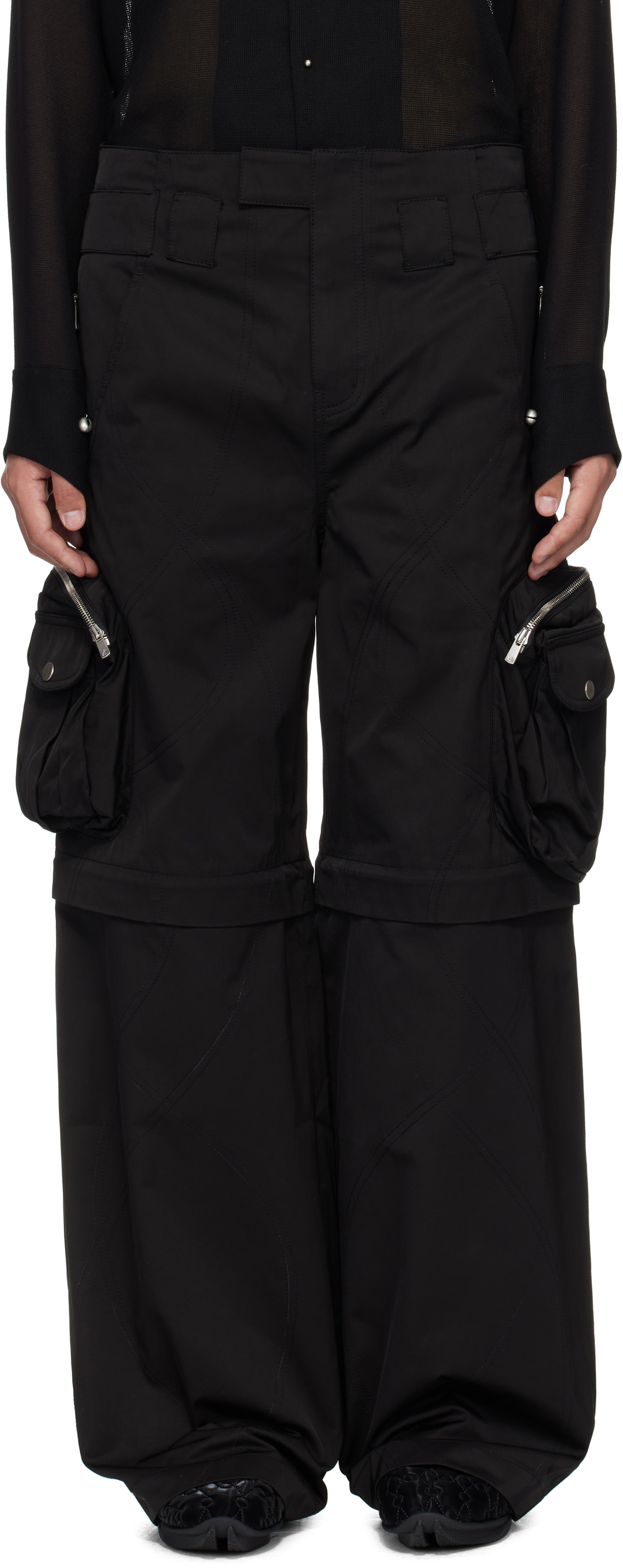 FFFPOSTALSERVICE Black 3-Way Zip Cargo Pants FFFPOSTALSERVICE